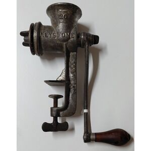 Vintage Keystone 20 Meat Grinder Hand Crank Cast Iron Food Chopper Made in USA